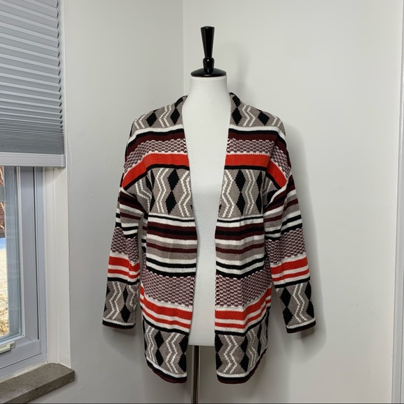 Old Navy | Red & Black Open Cardigan Statement Sweater